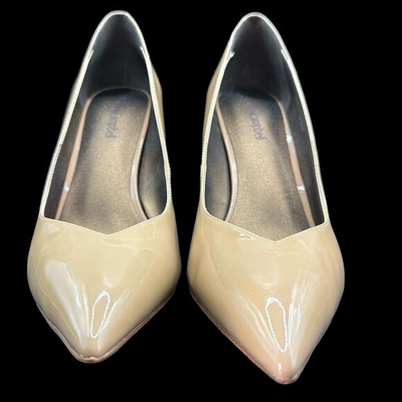 Jeffrey Campbell High Heel Pointed Toe Patent Leather Stiletto Pump Tan Size 10 - Picture 2 of 11
